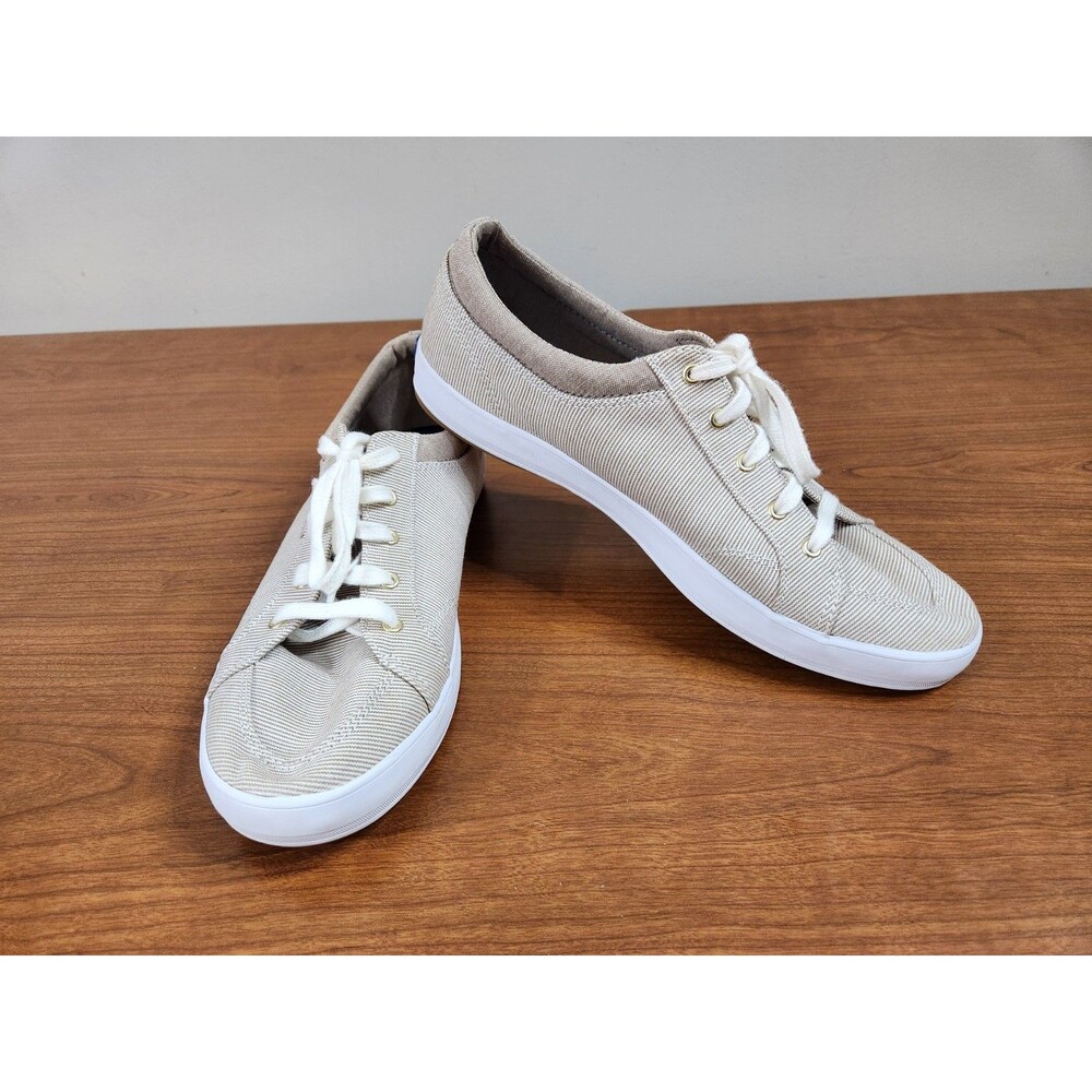 Keds Ladie's Dream Foam Memory Brown Tan Center Stripe Sneakers Size 9.5 WF59954